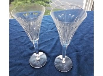 Pair Of 9' H Crystal Champagne Flutes With Small Hearts Around Upper (Lot 158)