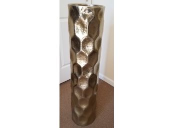 Large Metal Plant Stand With Thumb-print Style Texture In Brass (Lot 012)