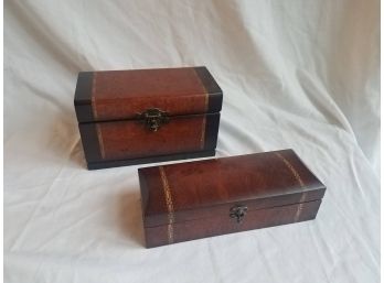 Pair Of Wooden Keepsake Boxes. (Lot 051)