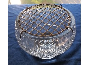 Large Cut Crystal Flower Bowl With Metal Seperator Screen (Lot 152)