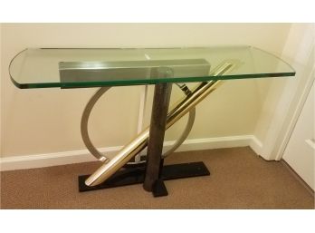 Glass And Brass Art Deco Side Table (Lot 078)