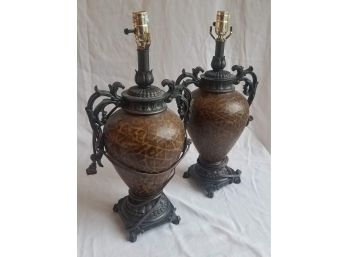 Metal And Beige Ceramic Table Lamp (Lot 031)