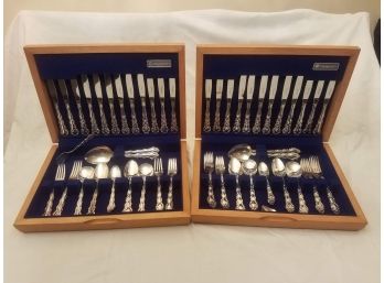 Two Sets Of Silverware Community By Oneida In Wooden Cases (Lot 143)