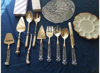 Silver And Glass Occasion Serving Utensils (Lot 104)