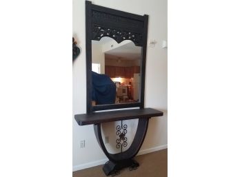 Peruvian Side Table With Mirror. Sold As SET. (Lot 002)