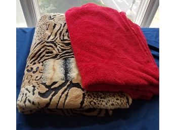 Two Fuzzy Throw Blankets (Lot 098)