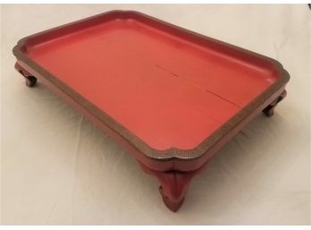 Wooden Asian Serving Tray (has Crack Along Middle) (Lot 025)