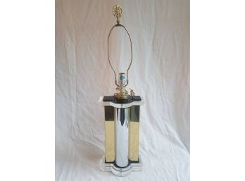 Pedestal Lamp With 2-toned Mirrored Finish And Asian Finial (Lot 046)