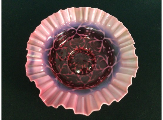 Beautiful Antique Ruffled Edge Cranberry Glass Bowl