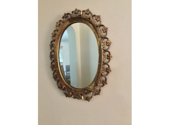 Vintage Syroco Oval Mirror Gold Finish