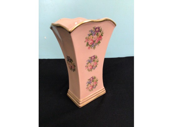 Pretty In Pink Vintage Vase Floral And Gilt