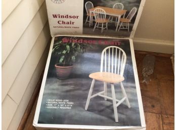 Pair New Windsor Chairs Hardwood Natural & White
