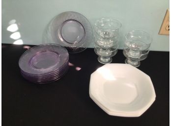8 Lavender Glass Plates And More