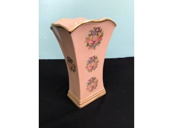 Pretty In Pink Vintage Vase Floral And Gilt