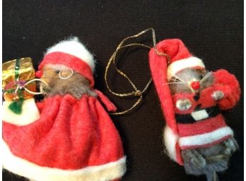 Vintage Santa & Mrs Claus Mice Ornaments