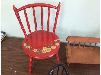 Miniature Chair Collection And A Vintage Doll Parasol
