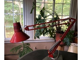 Vintage Red Hinge Arm Lamp