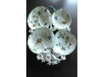 Vintage Hand-Painted Italian Porcelain Divided Serving Tray