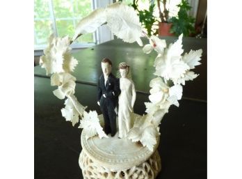 Charming 1920s-1930s Vintage Chalkware Wedding Cake Topper