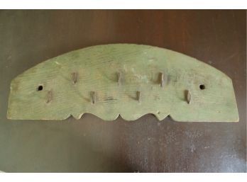 Antique Country Green-Painted Hook Rack