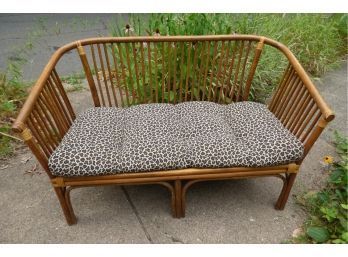 Bent Bamboo Settee With Leopard Print Cushion