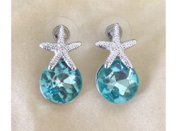 Starfish Aquamarine Drop Earrings