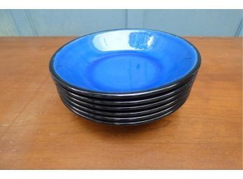 Set Of Six Varages France Cerulean Blue Ceramic Bowls