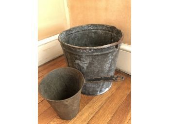 Vintage Vermont Metal Maple Sugaring Bucket & Ladle