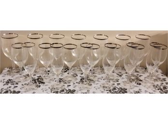 20 Beautiful Wine And Champagne Glasses With Silver Trim Rim