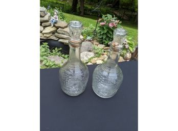 Pair Of Matching Decanters / Wine Bottles