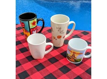 Grouping Of 4 Cheerful  Coffee Mugs