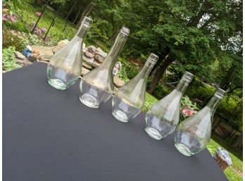 5 Clear Glass Wine Bottles