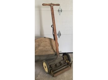 Vintage Lawn Mower And Grass Catcher