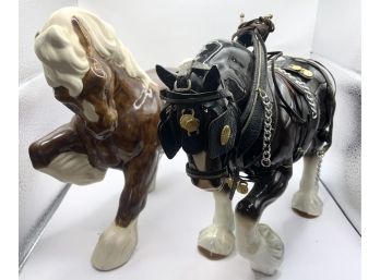 Lot Of 2 Ceramic Clydesdale  Horses