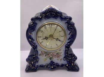 Porcelain Floral Blue Decorative Clock