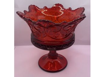 Red Scalloped Glass Bowl