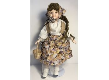 Vintage Porcelain Doll With Basket