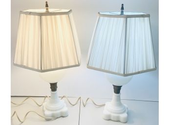 Lot Of 2 White Glass Lamps