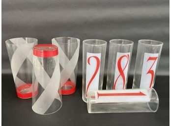 Compatible Red & White Vintage Glass Tumblers