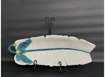A Beautiful Feather-Form Ceramic Platter Made In Italy