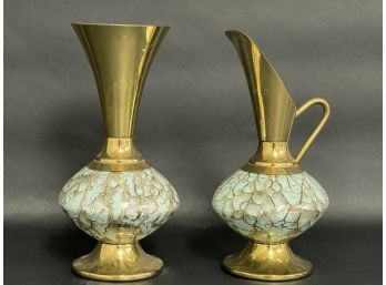 An Elegant Pitcher & Matching Vase From Holland, Mid-Century