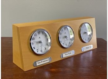 A Triple Time-Zone Clock With Quartz Movement By Infinity