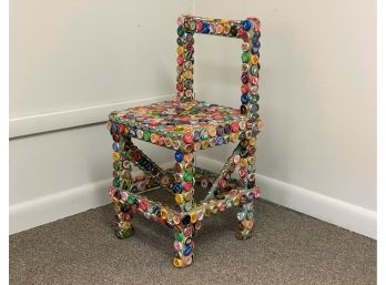 A Fantastic Beer Cap-Encrusted Chair By Bill 'Hill Billy' Healy, Signed & Dated