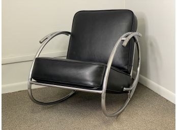 A Chrome & Black Vinyl Streamline Moderne Chair, Patented 1937