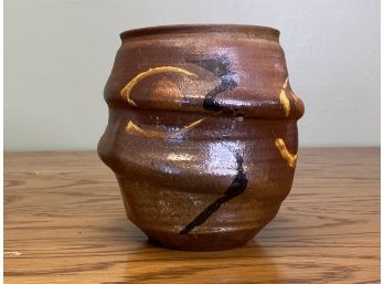 Studio Pottery Vase In A Coppery Tone, Signed