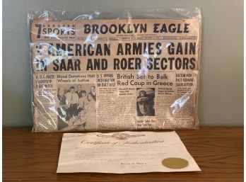 A Vintage Newspaper: December 5, 1944 Issue, Brooklyn Eagle With COA