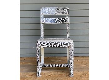 Painted Chair By Bill 'Hill Billy' Healy In Black & White #2