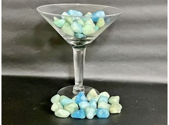 A Fun, Oversized Martini Glass With Pastel Polished Stones