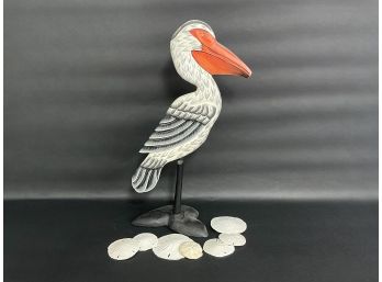 A Fun Hand-Painted Wooden Pelican