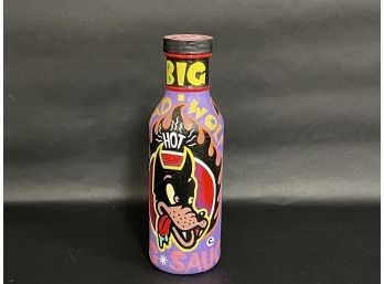 Hand-Painted Bottle, Big Bad Wolf Hot Sauce, Bill 'Hill Billy' Healy